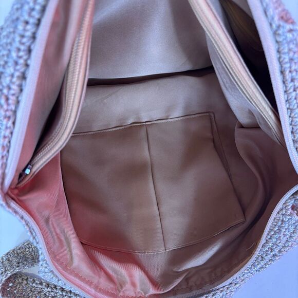 The Sak Cream and Blue Striped Knit Shoulder Purse Bag - Picture 6 of 6